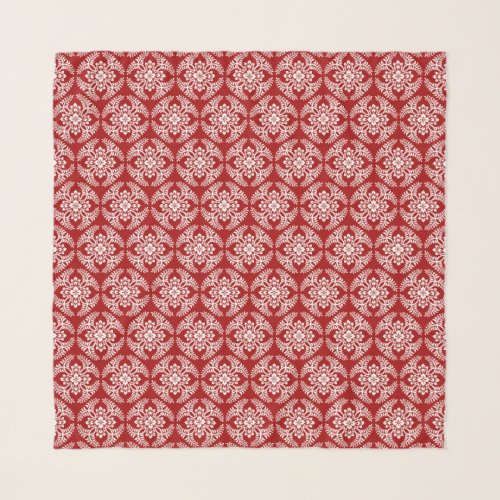 Japanese Medallion Pattern Deep Red and White Scarf