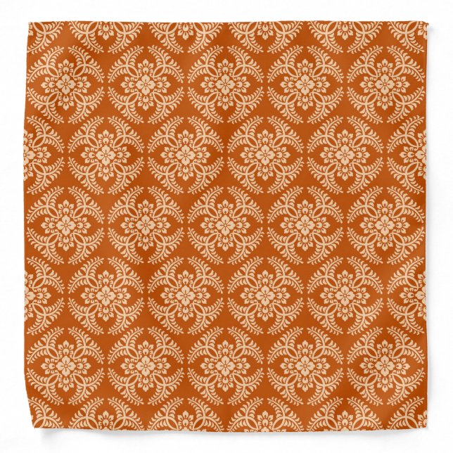 Japanese Medallion Pattern, Mandarin Orange  Bandana (Front)