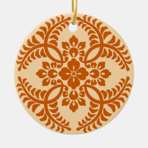 Japanese Medallion Pattern, Mandarin Orange Ceramic Ornament