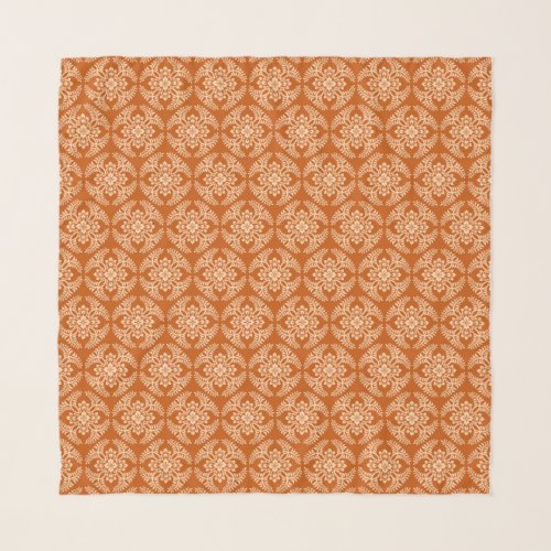 Japanese Medallion Pattern Mandarin Orange  Scarf