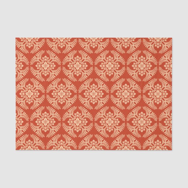 Japanese Medallion Pattern, Mandarin Orange Tissue Paper (Front)