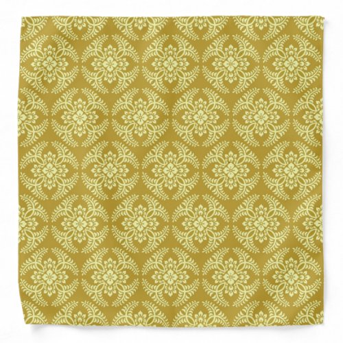 Japanese Medallion Pattern Mustard Yellow Bandana