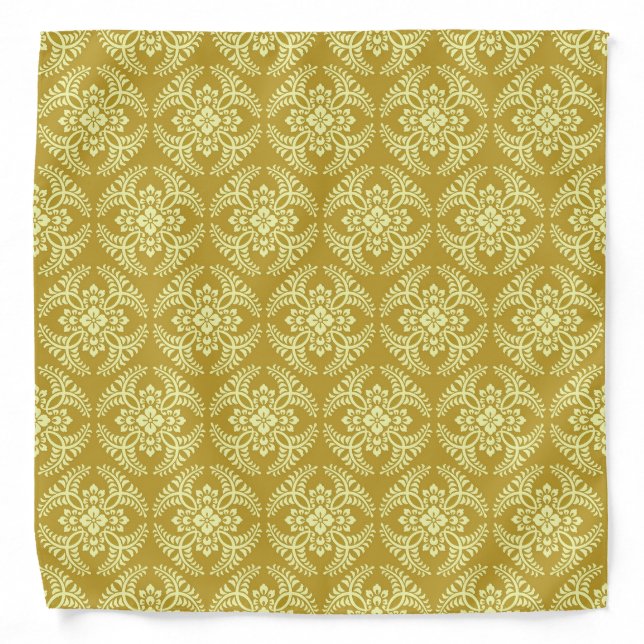 Japanese Medallion Pattern, Mustard Yellow Bandana (Front)