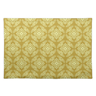 Japanese Medallion Pattern, Mustard Yellow  Cloth Placemat