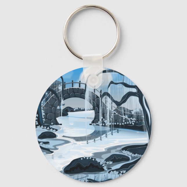 Japanese meditation Garden Keychain (Front)