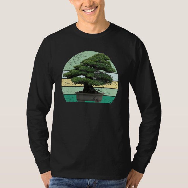 Japanese Men And Women Sunset Japan Retro Bonsai T T-Shirt (Front)