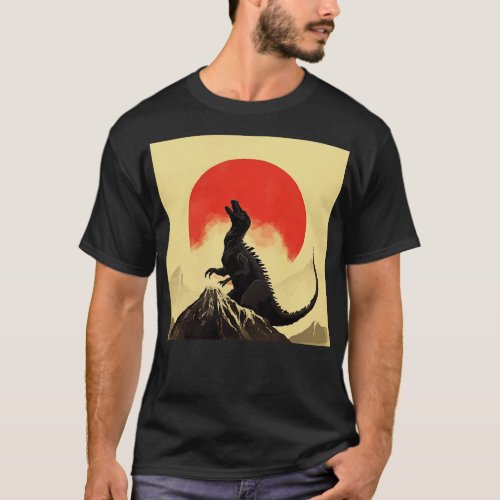 Japanese minimalist dinosaur poster T_Shirt