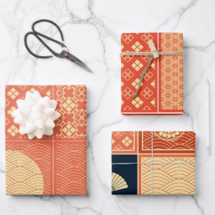 Japanese Mix Coral Pattern Patchwork Wrapping Paper Sheets