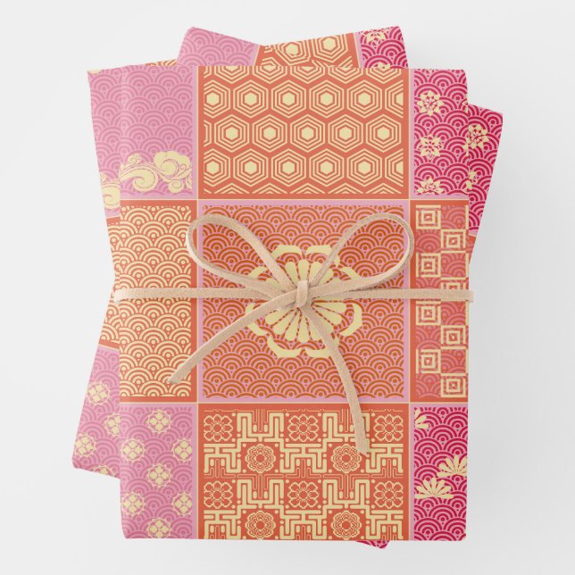 Japanese Mix Patchwork Wrapping Paper Sheets (In situ)
