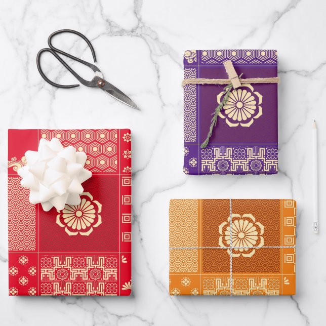 Japanese Mix Pattern Wrapping Paper Sheets (Front)