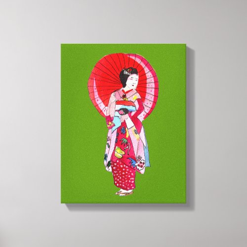Japanese Modern Geisha art with umbrella Canvas Print