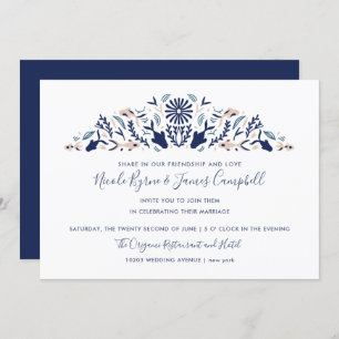 Japanese   Modern Koi and Lotus Flower Wedding Invitation