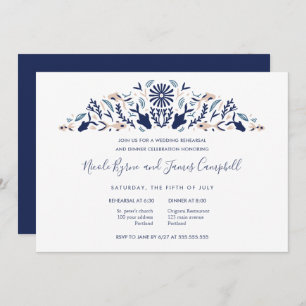 Japanese Modern Koi Fish Rehearsal Dinner wedding Invitation