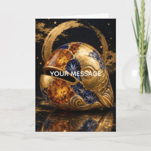 Japanese Mokugyo Wooden Fish Gold Personalized  Card