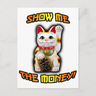 JAPANESE Money CAT Maneki Neko Postcard