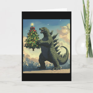 Japanese Monster Kaiju Carrying Christmas Tree Card
