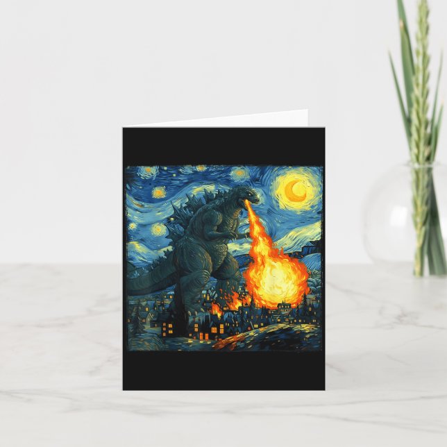 Japanese Monster Kaiju Van Gogh Starry Night  Card (Front)