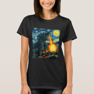 Japanese Monster Kaiju Van Gogh Starry Night  T-Shirt