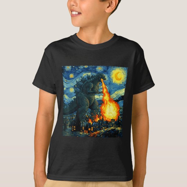 Japanese Monster Kaiju Van Gogh Starry Night  T-Shirt (Front)