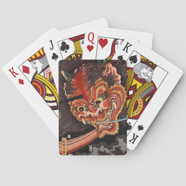 Japanese Monster Oni King Woodblock Print Poker Cards (Back)