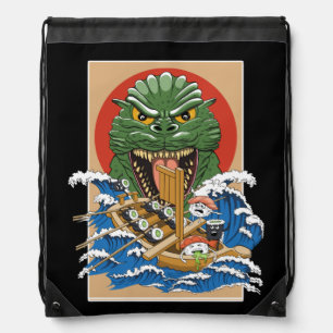 Japanese Monster Sushi Lover Drawstring Bag
