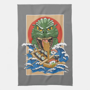 Japanese Monster Sushi Lover Kitchen Towel