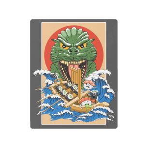 Japanese Monster Sushi Lover Metal Print