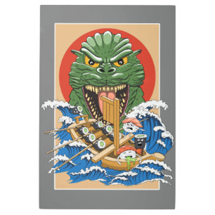 Japanese Monster Sushi Lover Metal Print