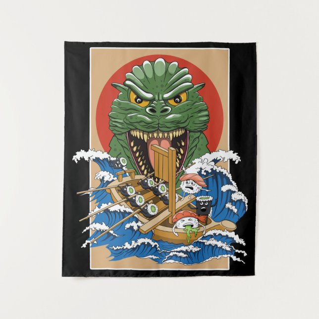 Japanese Monster Sushi Lover Tapestry (Front)