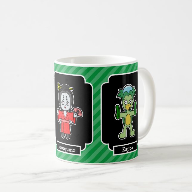 Japanese Monsters: Hitotsume-kozo, Jorogumo, Kappa Coffee Mug (Front Right)