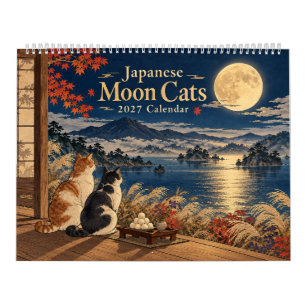 Japanese Moon Cats 2027 Calendar   Vintage Ukiyo-e
