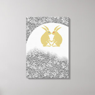 Japanese Moon & Rabbits Canvas Print