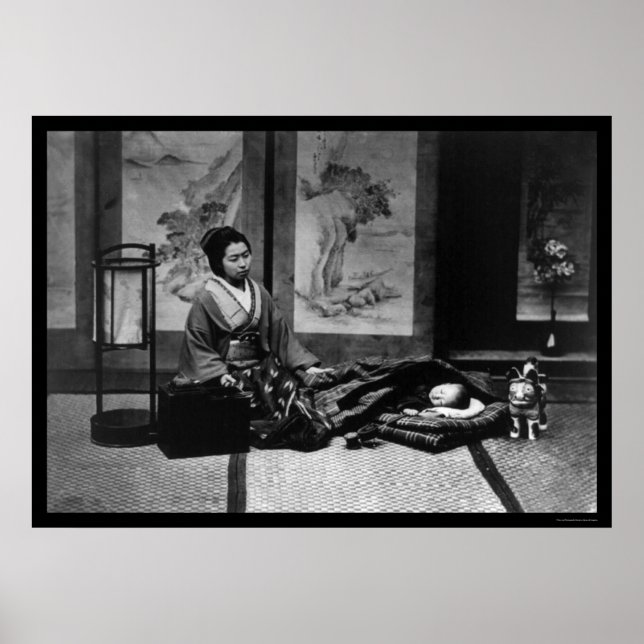 Japanese Mother with Her Sleeping Baby 1909 Poster (Front)
