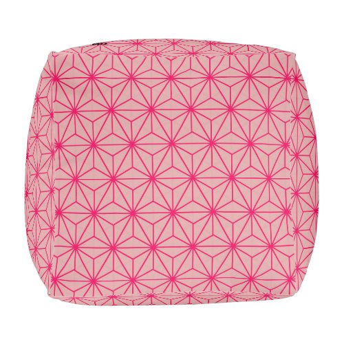 Japanese motif Pink Cube Pouf