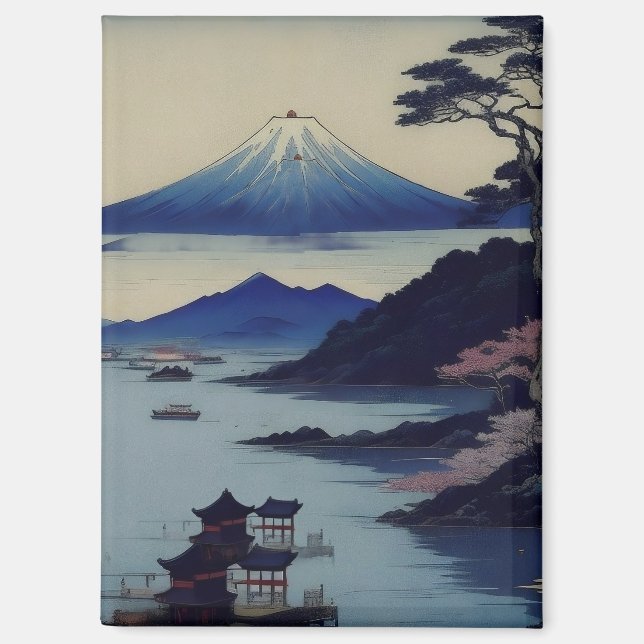 Japanese Mount Fuji Landscape Magnet (Front)