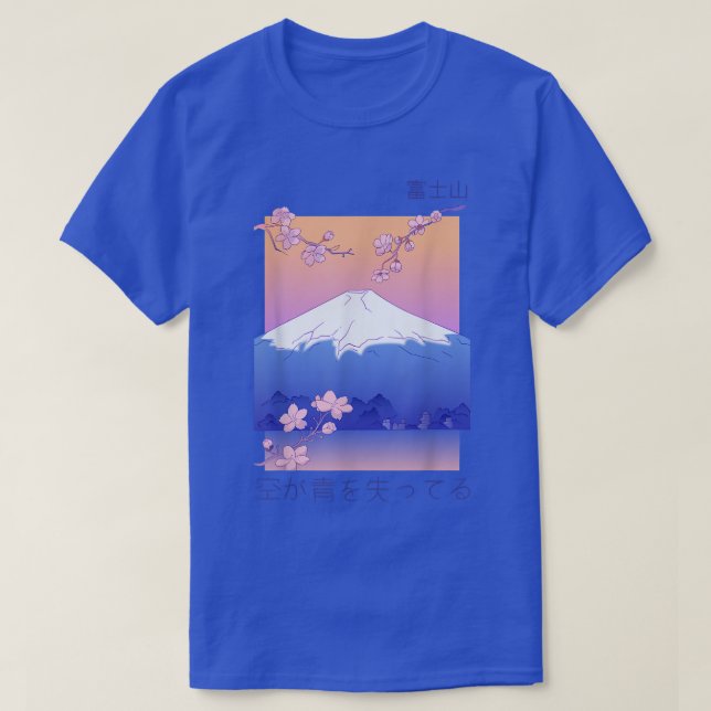 Japanese Mountain Cherry Blossom Sakura Vaporwave  T-Shirt (Design Front)