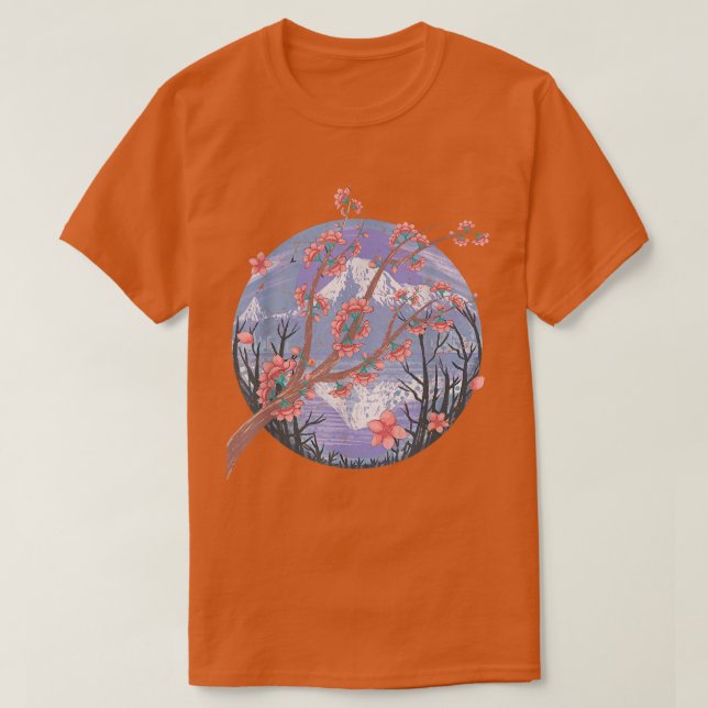 Japanese Mountain Sakura Pink Flower Floral Cherry T-Shirt (Design Front)