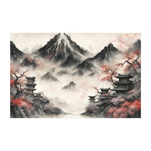Japanese mountains in the mist canvas print