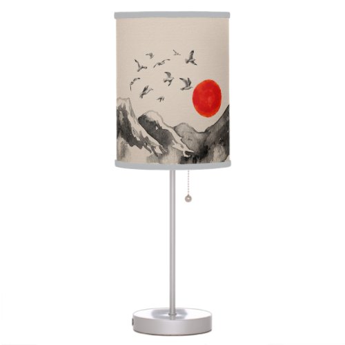 Japanese Mountains Serenity Landscape Table Lamp