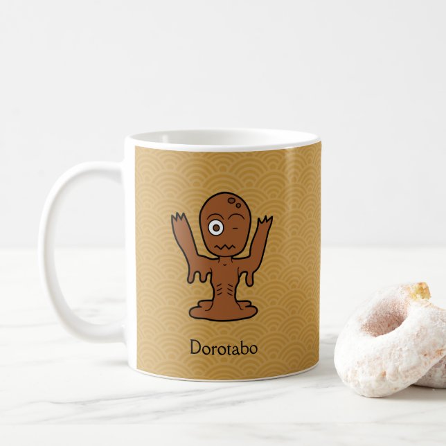 Japanese Mud Zombie Dorotabo: Cartoon Yokai Coffee Mug (With Donut)