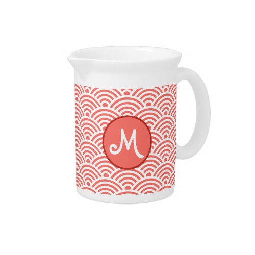 Japanese Nami Wave Pattern and Monogram Beverage Pitcher