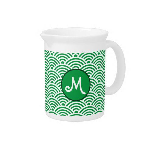 Japanese Nami Wave Pattern and Monogram Beverage Pitcher