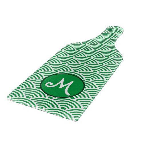 Japanese Nami Wave Pattern and Monogram Cutting Board