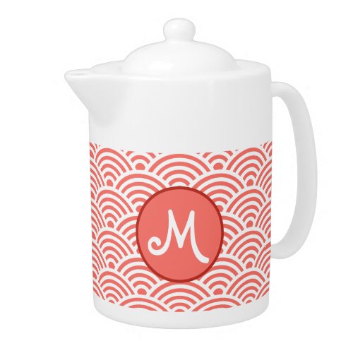 Japanese Nami Wave Pattern with Monogram Teapot