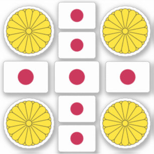 Japanese national symbols / coat of arms and flag sticker
