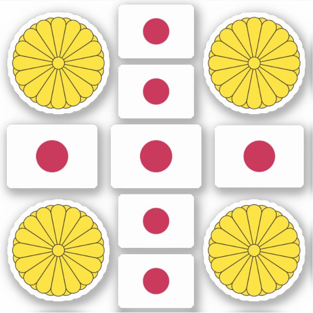 Japanese national symbols / coat of arms and flag  sticker (Front)