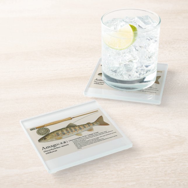 Japanese Native Trout – Amago Glass Coaster (Angled)