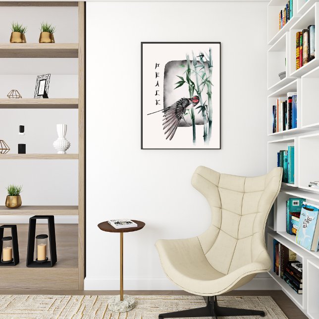 Japanese Nature Bird Asian Watercolor Art Peace  Poster (Creator Uploaded)