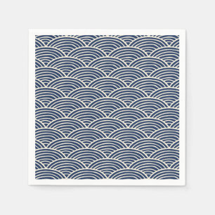 Japanese Navy Blue Ocean Waves Napkins