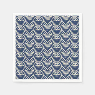 Japanese Navy Blue Ocean Waves Napkins
